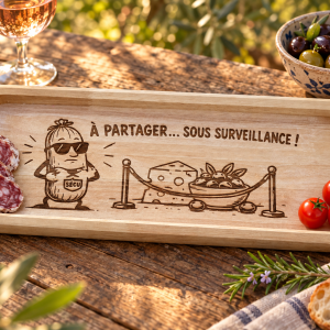 Plateau apéro personnalisé « À partager… sous surveillance ! »
