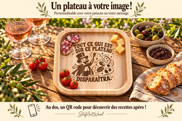 platerau apero rectangle Plateau apéro personnalisé en hévéa — Le Magicien