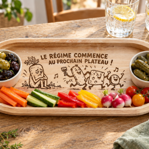 Plateau apéro personnalisé « Le régime commence au prochain plateau ! »