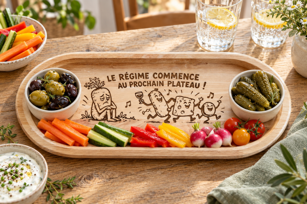 regime cornichon Plateau apéro personnalisé « Le régime commence au prochain plateau ! »